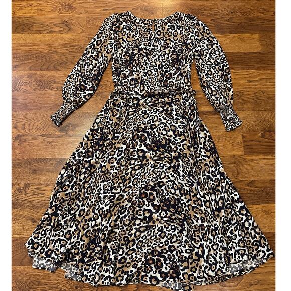 Talbots Women’s Leopard Print Tie Waist Midi Dress – Size 4 Chic Animal Print - Picture 2 of 9